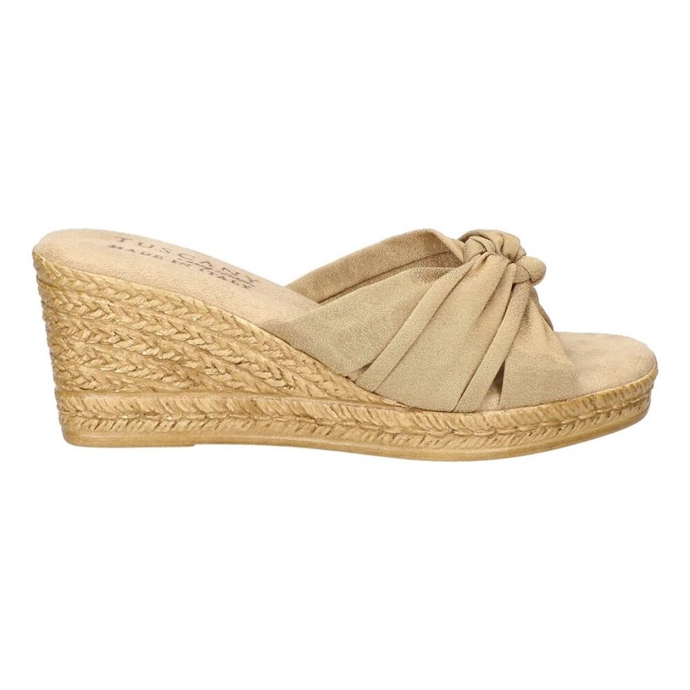 NWOB Easy Street Ghita Slip-on Wedge Sandals Natural Crepe Sz 8.5 Wide - Picture 2 of 6